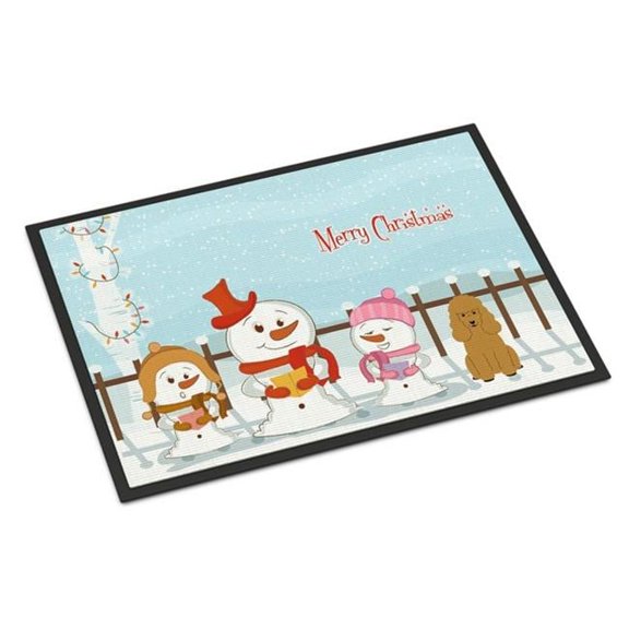 Merry Christmas Carolers Poodle Tan Door Mat
