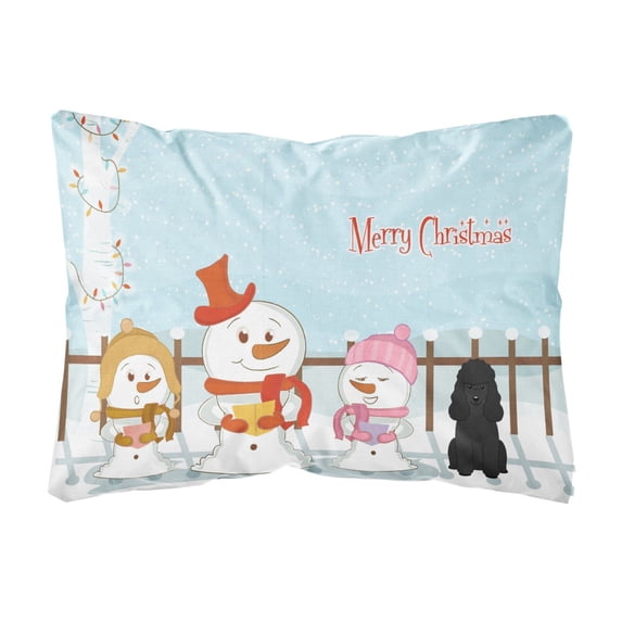 Carolines Treasures BB2402PW1216 Merry Christmas Carolers Poodle Black Canvas Fabric Decorative Pillow, 12H x16W,