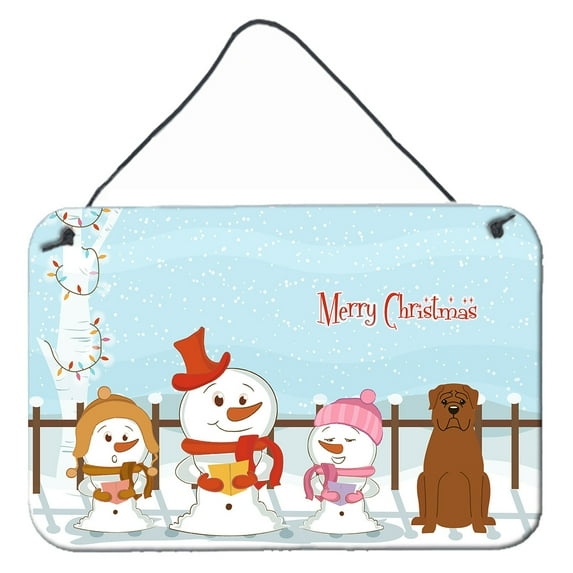 Carolines Treasures BB2404DS812 Merry Christmas Carolers Dogue de Bourdeaux Wall or Door Hanging Prints  8x12 multicolor