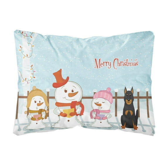 Carolines Treasures BB2411PW1216 Merry Christmas Carolers Beauce Shepherd Dog Canvas Fabric Decorative Pillow, 12H x16W,