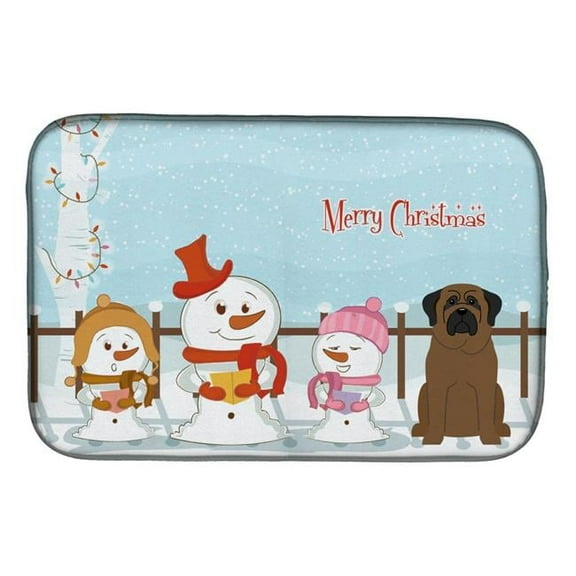 Merry Christmas Carolers Bullmastiff Dish Drying Mat