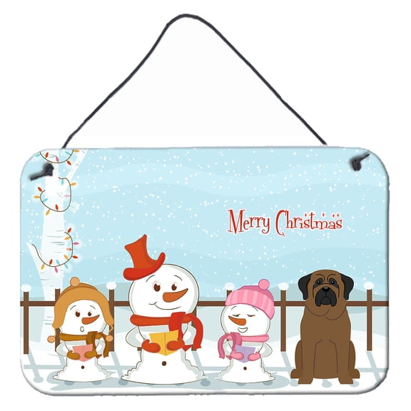 Carolines Treasures BB2415DS812 Merry Christmas Carolers Bullmastiff Wall or Door Hanging Prints  8x12 multicolor