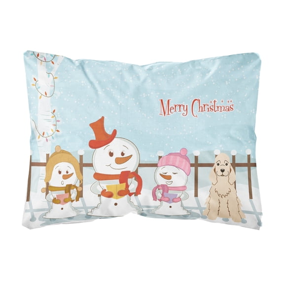 Carolines Treasures BB2425PW1216 Merry Christmas Carolers Cocker Spaniel Buff Canvas Fabric Decorative Pillow, 12H x16W,