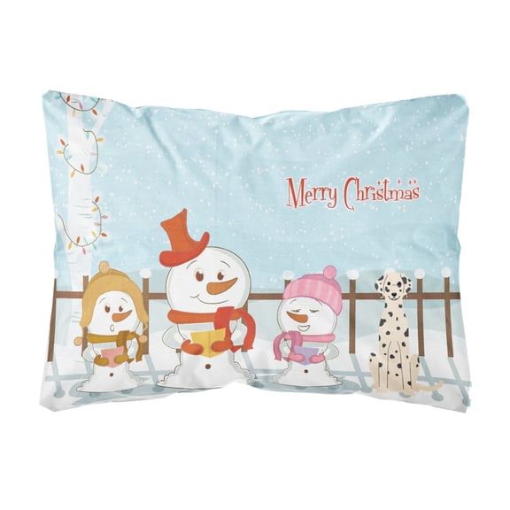Merry Christmas Carolers Dalmatian Canvas Fabric Decorative Pillow