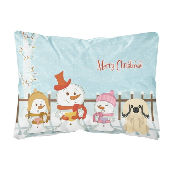 Carolines Treasures BB2437PW1216 Merry Christmas Carolers Pekingese Cream Canvas Fabric Decorative Pillow, 12H x16W,