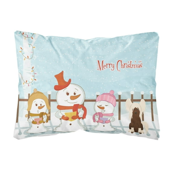 Carolines Treasures BB2444PW1216 Merry Christmas Carolers Chinese Crested Cream Canvas Fabric Decorative Pillow, 12H