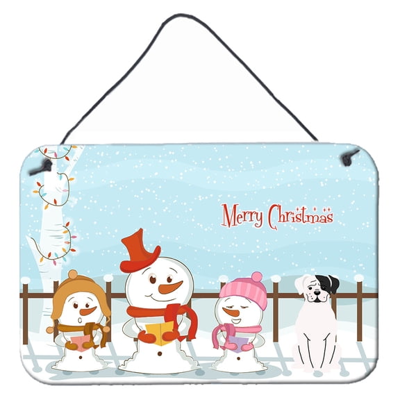 Carolines Treasures BB2445DS812 Merry Christmas Carolers White Boxer Cooper Wall or Door Hanging Prints  8x12 multicolor