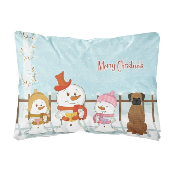Carolines Treasures BB2448PW1216 Merry Christmas Carolers Brindle Boxer Canvas Fabric Decorative Pillow, 12H x16W,