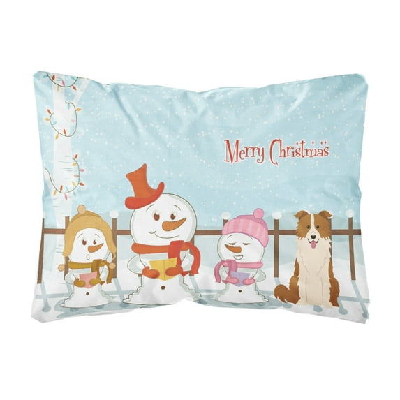 Carolines Treasures BB2450PW1216 Merry Christmas Carolers Border Collie Red White Canvas Fabric Decorative Pillow, 12H