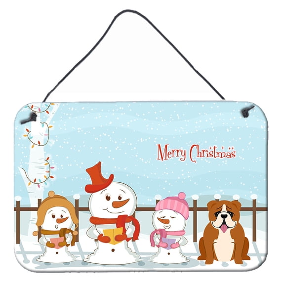 Carolines Treasures BB2451DS812 Merry Christmas Carolers English Bulldog Red White Wall or Door Hanging Prints 8x12