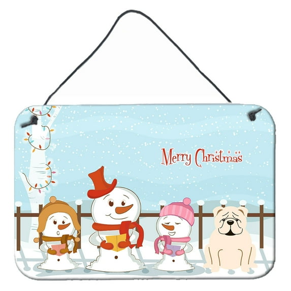 Carolines Treasures BB2454DS812 Merry Christmas Carolers English Bulldog White Wall or Door Hanging Prints 8x12