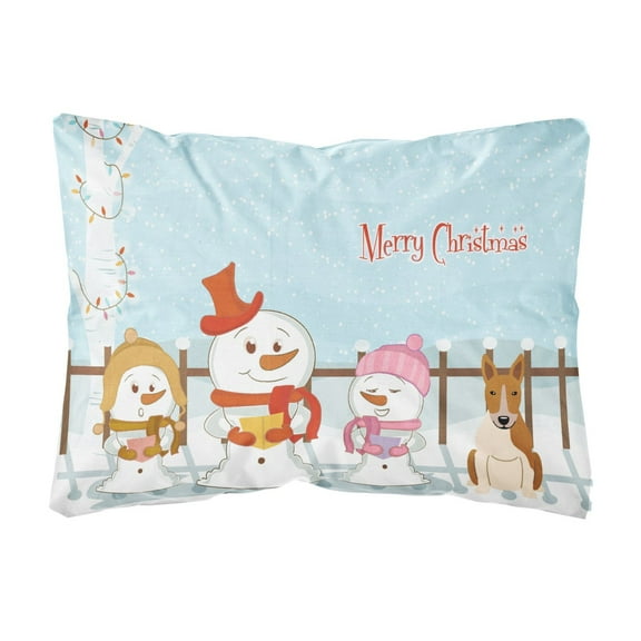 Carolines Treasures BB2466PW1216 Merry Christmas Carolers Bull Terrier Red White Canvas Fabric Decorative Pillow, 12H