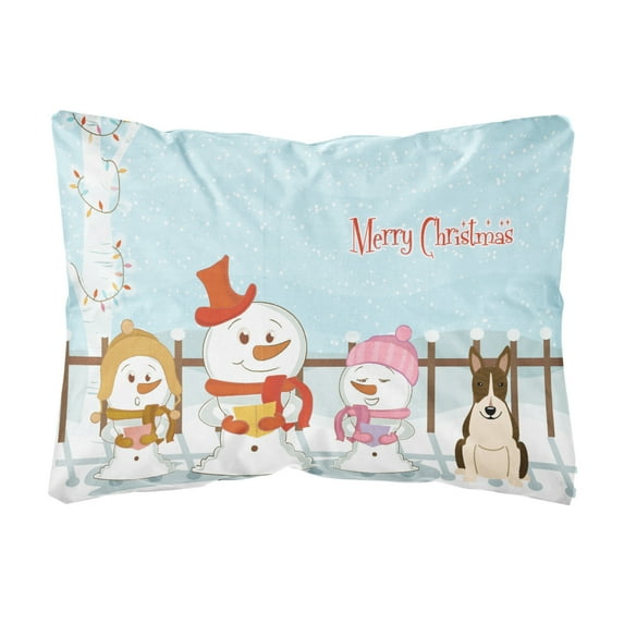 Carolines Treasures BB2467PW1216 Merry Christmas Carolers Bull Terrier Dark Brindle Canvas Fabric Decorative Pillow, 12H