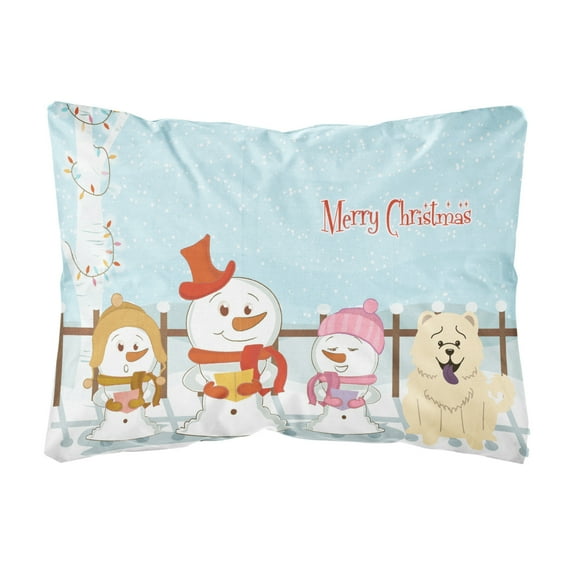 Carolines Treasures BB2471PW1216 Merry Christmas Carolers Chow Chow White Canvas Fabric Decorative Pillow, 12H x16W,