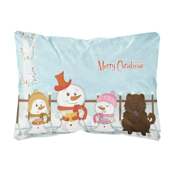 Carolines Treasures BB2472PW1216 Merry Christmas Carolers Chow Chow Chocolate Canvas Fabric Decorative Pillow, 12H x16W,