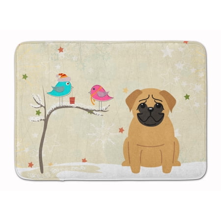 Carolines Treasures BB2479RUG Christmas Presents between Friends Pug - Brown Machine Washable Memory Foam Mat 19Hx27W