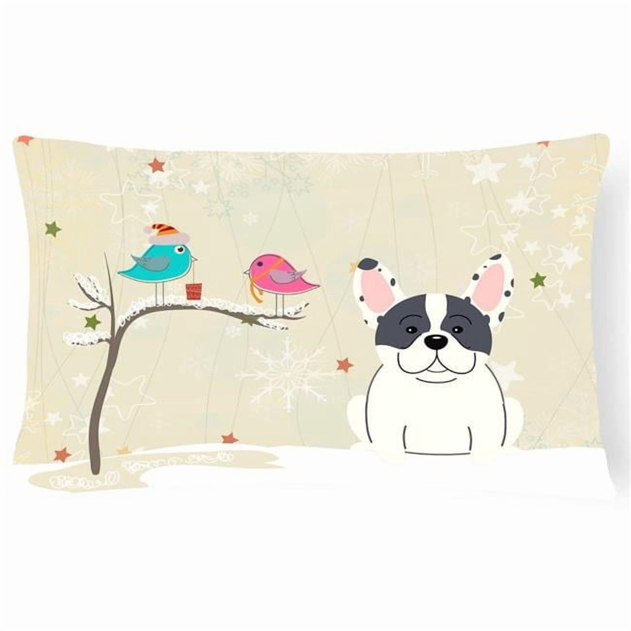 Carolines Treasures BB2483PW1216 Christmas Presents between Friends French Bulldog - Piebald Canvas Fabric Decorative