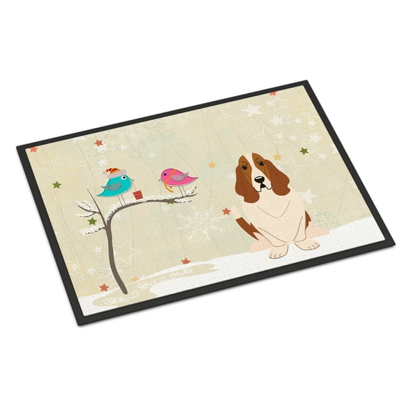 Carolines Treasures BB2493JMAT Christmas Presents Between Friends Basset Hound Indoor or Outdoor Mat, 24 x 0.25 x 36 in.