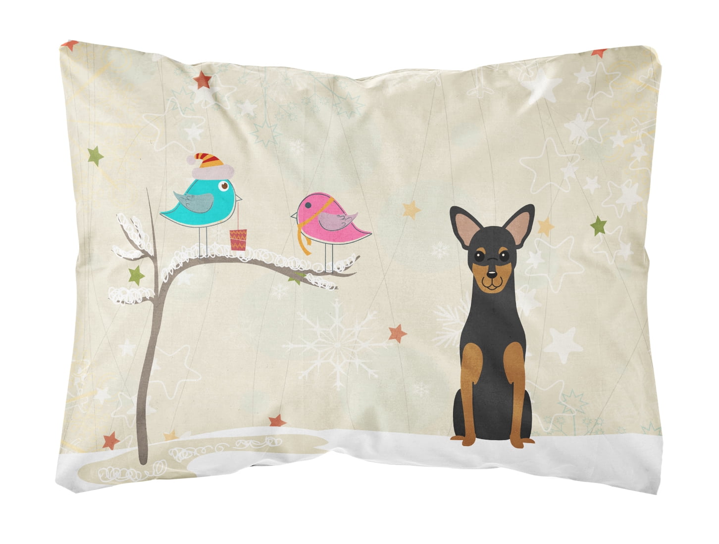 Carolines Treasures BB2500PW1216 Christmas Presents between Friends Manchester Terrier Canvas Fabric Decorative Pillow,