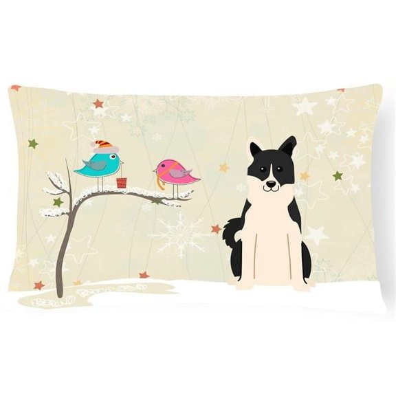 Christmas Presents between Friends Russo-European Laika Spitz Canvas Fabric Decorative Pillow