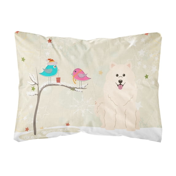 Carolines Treasures BB2502PW1216 Christmas Presents between Friends Samoyed Canvas Fabric Decorative Pillow, 12H x16W,