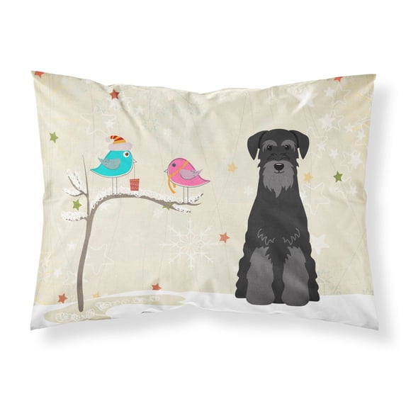 Carolines Treasures BB2504PILLOWCASE Christmas Presents between Friends Schnauzer - Black Fabric Standard Pillowcase