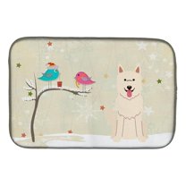 Carolines Treasures BB2517DDM Christmas Presents Between Friends White German Shepherd Dish Drying Mat
