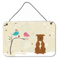 thumbnail image 1 of Carolines Treasures BB2519DS812 Christmas Presents between Friends Staffordshire Bull Terrier Brown Wall or Door Hanging, 1 of 1