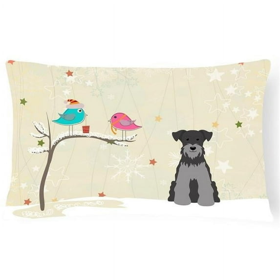 Carolines Treasures BB2524PW1216 Christmas Presents between Friends Schnauzer - Black and Silver Canvas Fabric