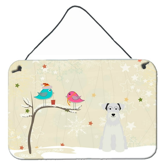 Carolines Treasures BB2525DS812 Christmas Presents between Friends Miniature Schanuzer White Wall or Door Hanging Prints