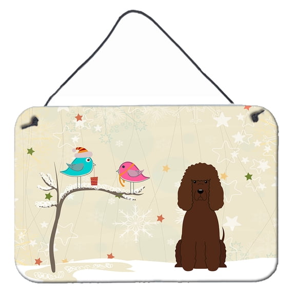 Carolines Treasures BB2535DS812 Christmas Presents between Friends Irish Water Spaniel Wall or Door Hanging Prints 8x12