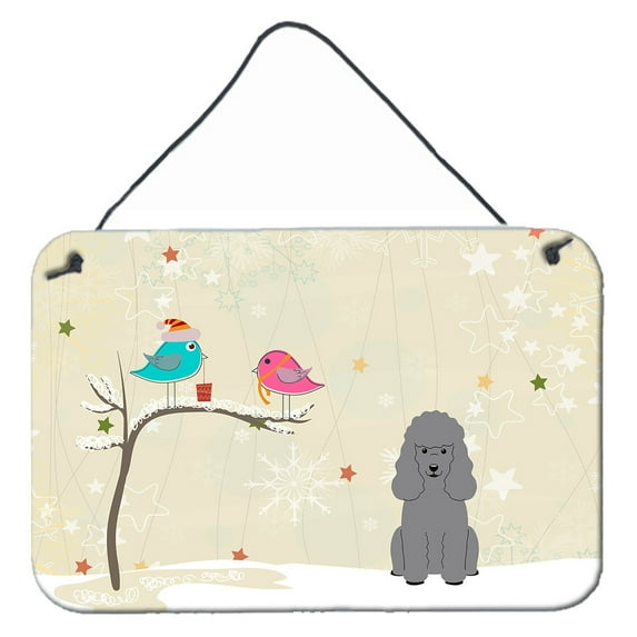 Carolines Treasures BB2540DS812 Christmas Presents between Friends Poodle Silver Wall or Door Hanging Prints 8x12