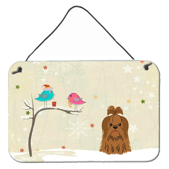 Carolines Treasures BB2558DS812 Christmas Presents between Friends Shih Tzu Chocolate Wall or Door Hanging Prints 8x12