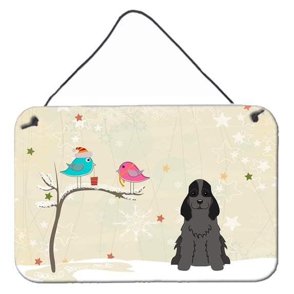 Carolines Treasures BB2564DS812 Christmas Presents between Friends Cocker Spaniel Black Wall or Door Hanging Prints