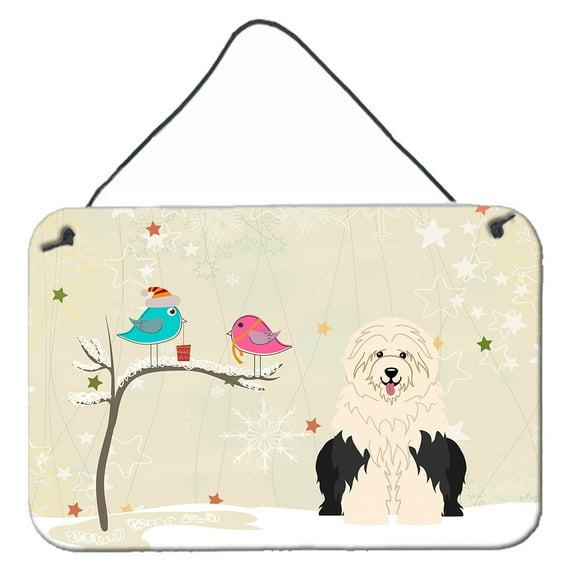 Carolines Treasures BB2568DS812 Christmas Presents between Friends Old English Sheepdog Wall or Door Hanging Prints