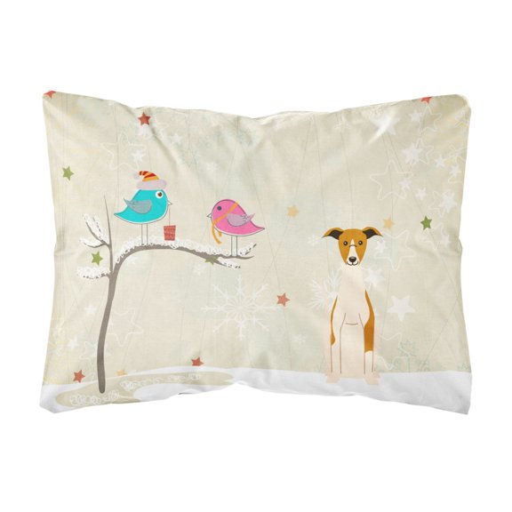 Carolines Treasures BB2571PW1216 Christmas Presents between Friends Whippet Canvas Fabric Decorative Pillow, 12H x16W,