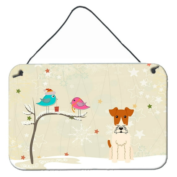Carolines Treasures BB2573DS812 Christmas Presents between Friends Wire Fox Terrier Wall or Door Hanging Prints 8x12