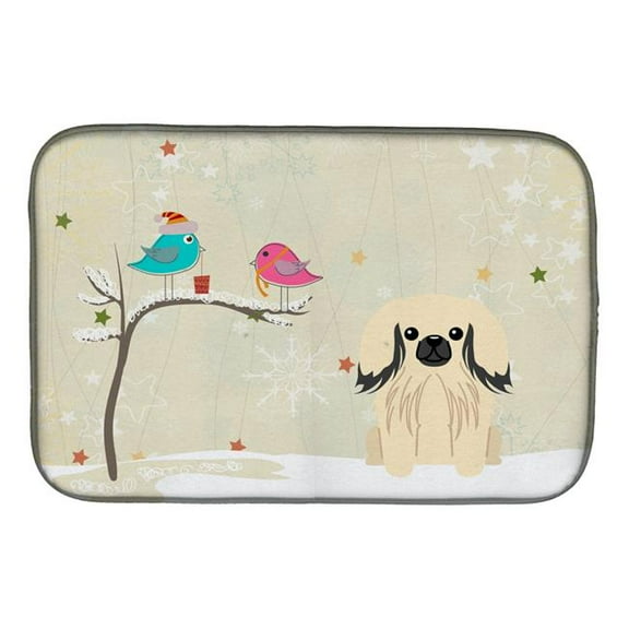 Christmas Presents between Friends Pekingnese Cream Dish Drying Mat