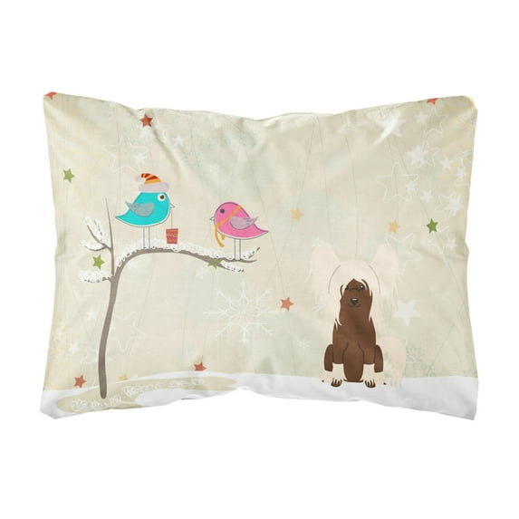 Carolines Treasures BB2585PW1216 Christmas Presents between Friends Chinese Crested - Cream Canvas Fabric Decorative