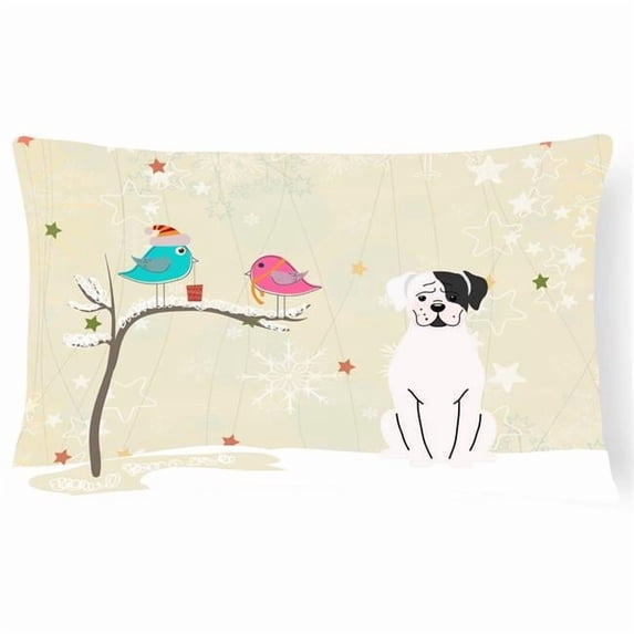 Carolines Treasures BB2586PW1216 Christmas Presents between Friends Boxer - White Canvas Fabric Decorative Pillow, 12H