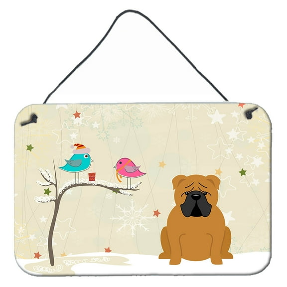 Carolines Treasures BB2594DS812 Christmas Presents between Friends English Bulldog Red Wall or Door Hanging Prints  8x12