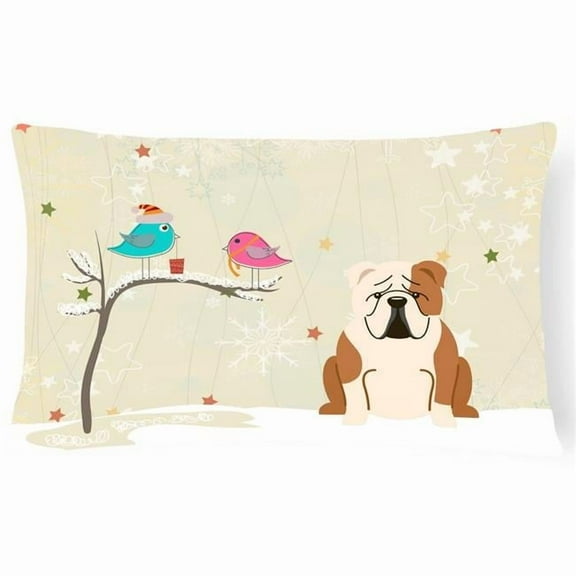 Carolines Treasures BB2597PW1216 Christmas Presents between Friends English Bulldog - Fawn and White Canvas Fabric
