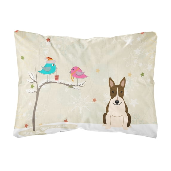 Carolines Treasures BB2608PW1216 Christmas Presents between Friends Bull Terrier - Dark Brindle Canvas Fabric Decorative