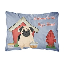 Carolines Treasures BB2762PW1216 Dog House Collection Pug Fawn Canvas Fabric Decorative Pillow  12H x16W multicolor