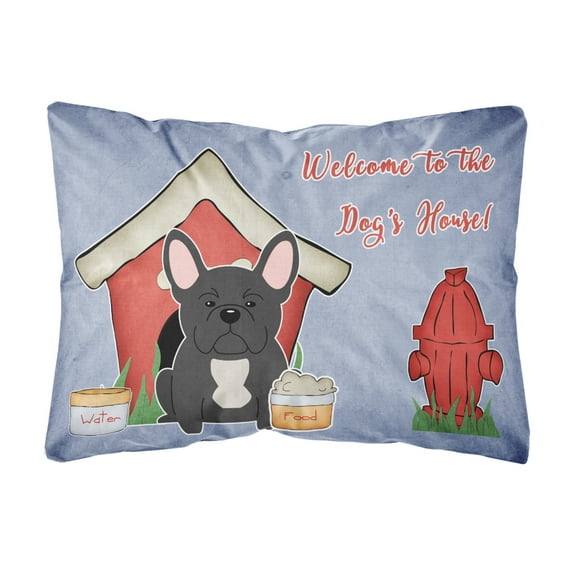 Carolines Treasures BB2768PW1216 Dog House Collection French Bulldog Black Canvas Fabric Decorative Pillow 12H x16W