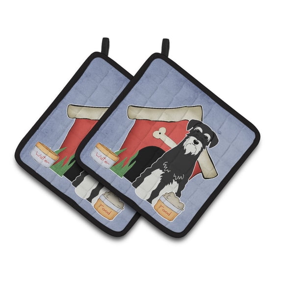 Carolines Treasures BB2787PTHD Dog House Collection Standard Schnauzer Salt and Pepper Pair of Pot Holders , 7.5HX7.5W,