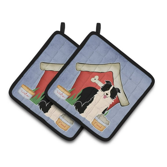 Carolines Treasures BB2872PTHD Dog House Collection Border Collie Black White Pair of Pot Holders 7.5HX7.5W multicolor