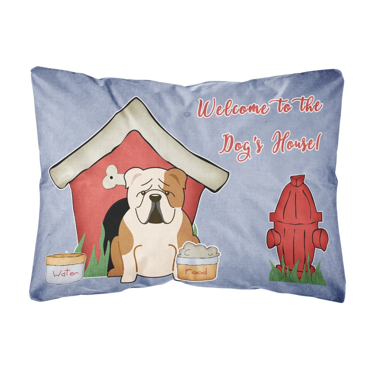 Carolines Treasures BB2879PW1216 Dog House Collection English Bulldog Fawn White Canvas Fabric Decorative Pillow  12H