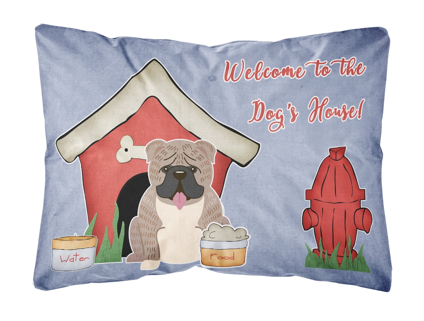 Dog House Collection English Bulldog Grey Brindle Canvas Fabric Decorative Pillow