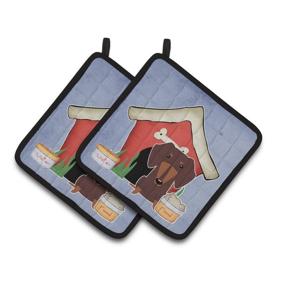 Carolines Treasures BB2885PTHD Dog House Collection Dachshund Chocolate Pair of Pot Holders , 7.5HX7.5W, multicolor